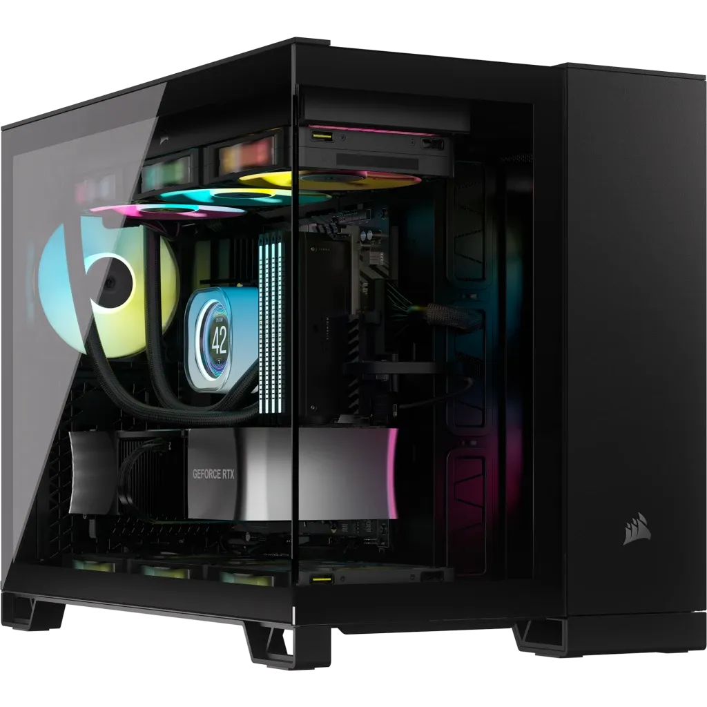 2500D Airflow Black Mid-Tower Dual Chamber PC Case; 2x 3.5'' | 2x 2.5'' Drive Bays; Up to 360mm Radiator compatible - Image 10