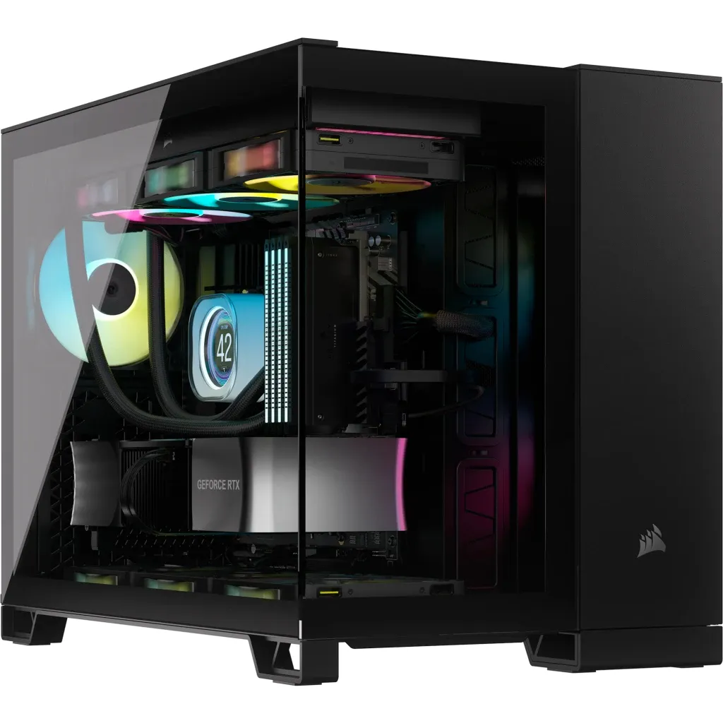 2500D Airflow Black Mid-Tower Dual Chamber PC Case; 2x 3.5'' | 2x 2.5'' Drive Bays; Up to 360mm Radiator compatible - Image 24