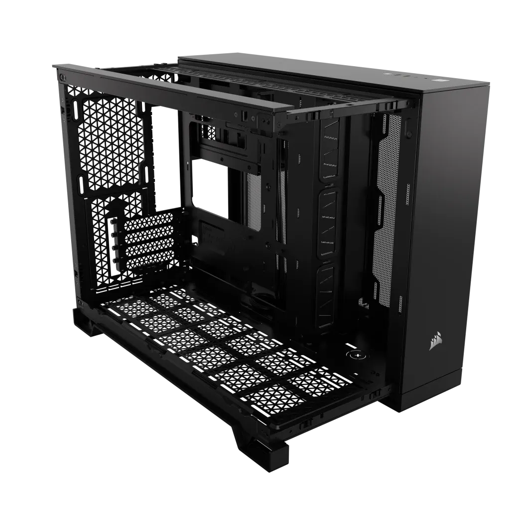 2500D Airflow Black Mid-Tower Dual Chamber PC Case; 2x 3.5'' | 2x 2.5'' Drive Bays; Up to 360mm Radiator compatible - Image 3