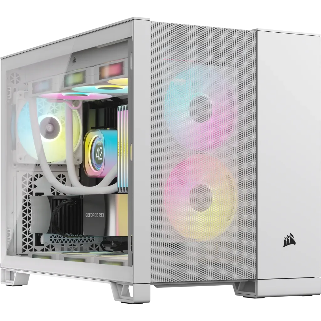 2500D Airflow White Mid-Tower Dual Chamber PC Case; 2x 3.5'' | 2x 2.5'' Drive Bays; Up to 360mm Radiator compatible - Image 6