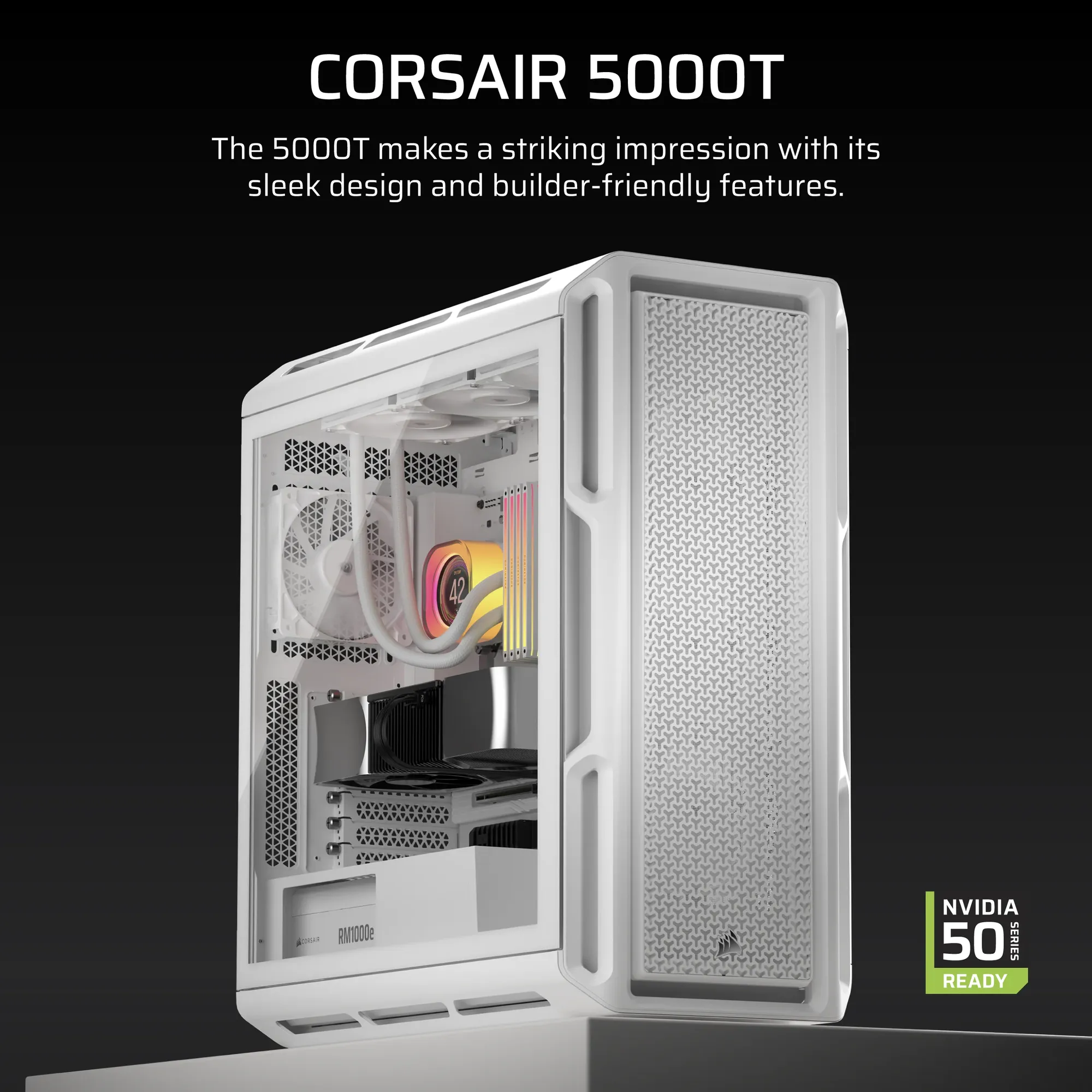 5000T Mid-Tower PC Case; White - Image 7