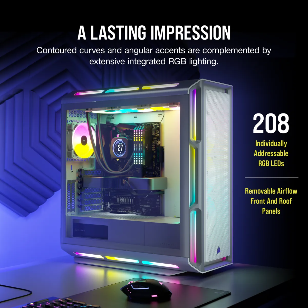 5000T RGB White Tempered Glass Mid-Tower; 2x 3.5'' | 4x 2.5'' Drive Bays; Up to 360mm Radiator compatible; 4x 120mm fan incl - Image 2