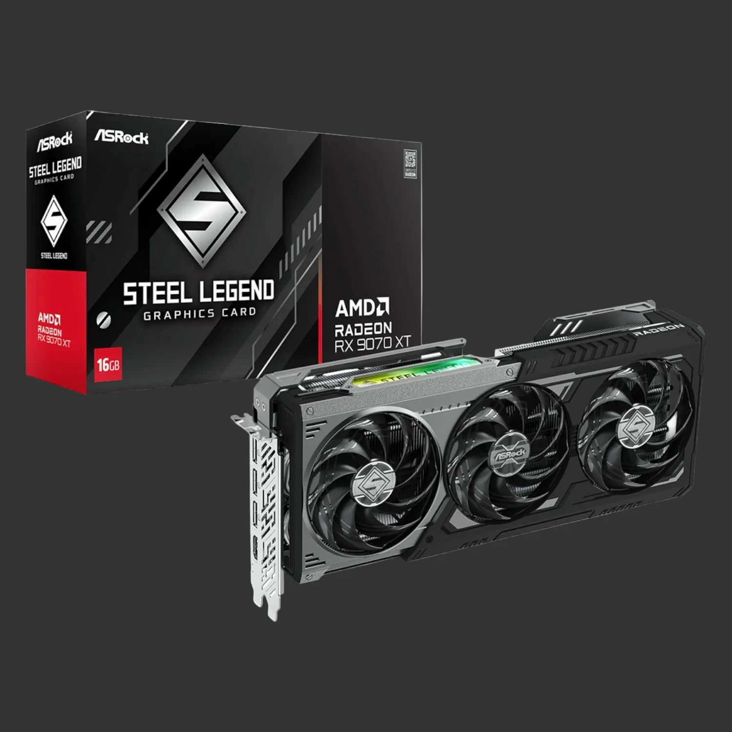 ASRock Radeon RX9070 XT Steel Legend Dark 16GB Graphics Card