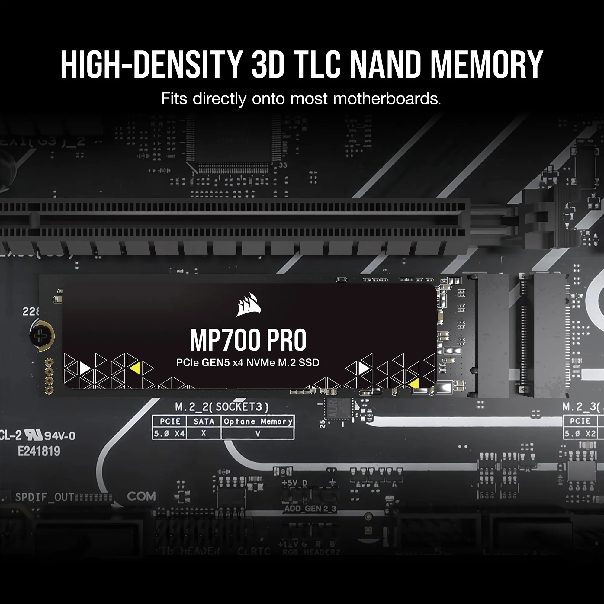 Corsair MP700 PRO 4TB M.2 NVMe PCIe Gen. 5 x4 SSD (no heatsink); Read Up To 12 400MB/s; Write up to 11 800MB/s - Image 3