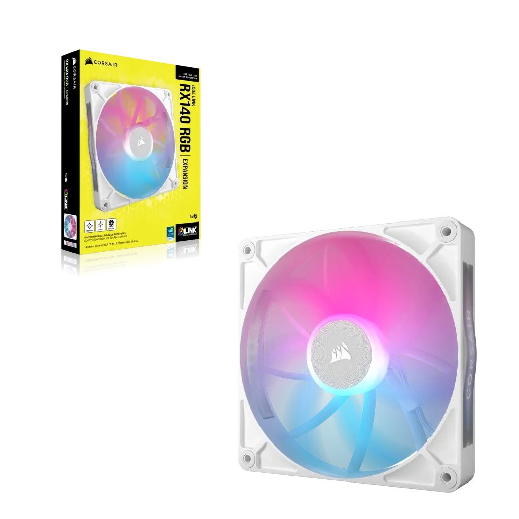 Corsair RX Series; iCUE LINK RX140; 140mm Fan; Single Pack - White. - Image 9