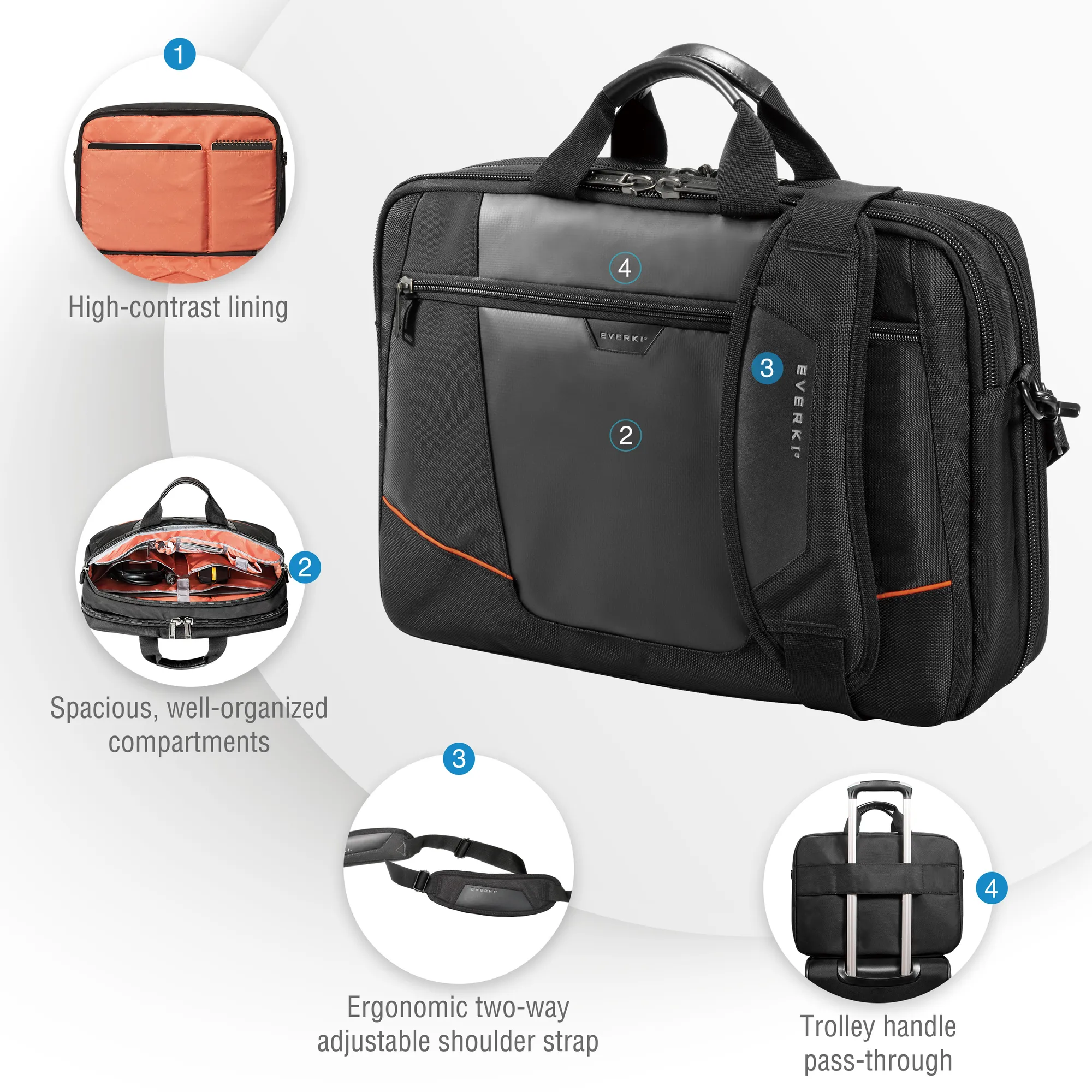 EVERKI EKB419 FLIGHT 16'' LAPTOP BRIEFCASE BAG - Image 12