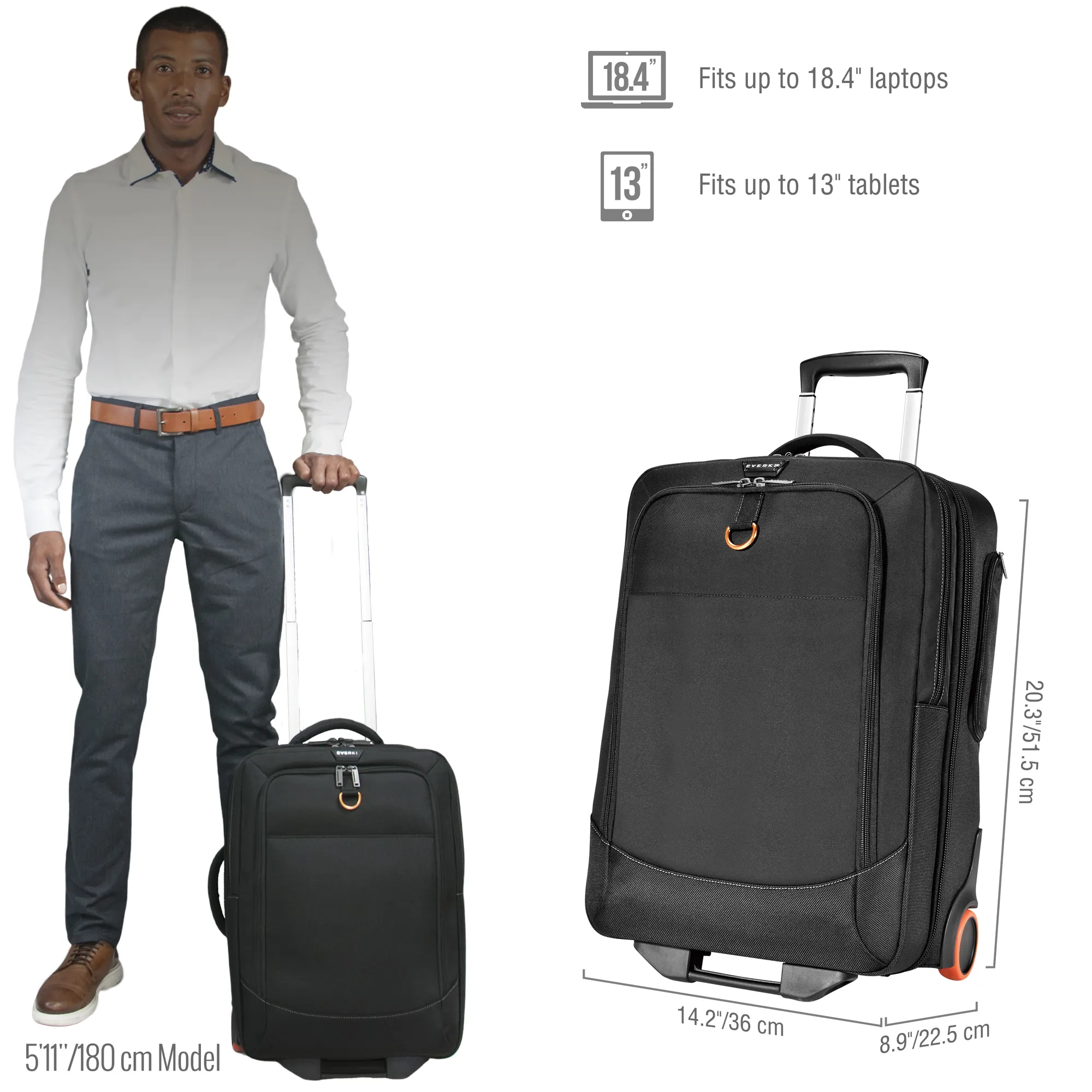 EVERKI EKB420 WHEELED 420 15”- 18.4'' LAPTOP TROLLEY BAG - Image 21