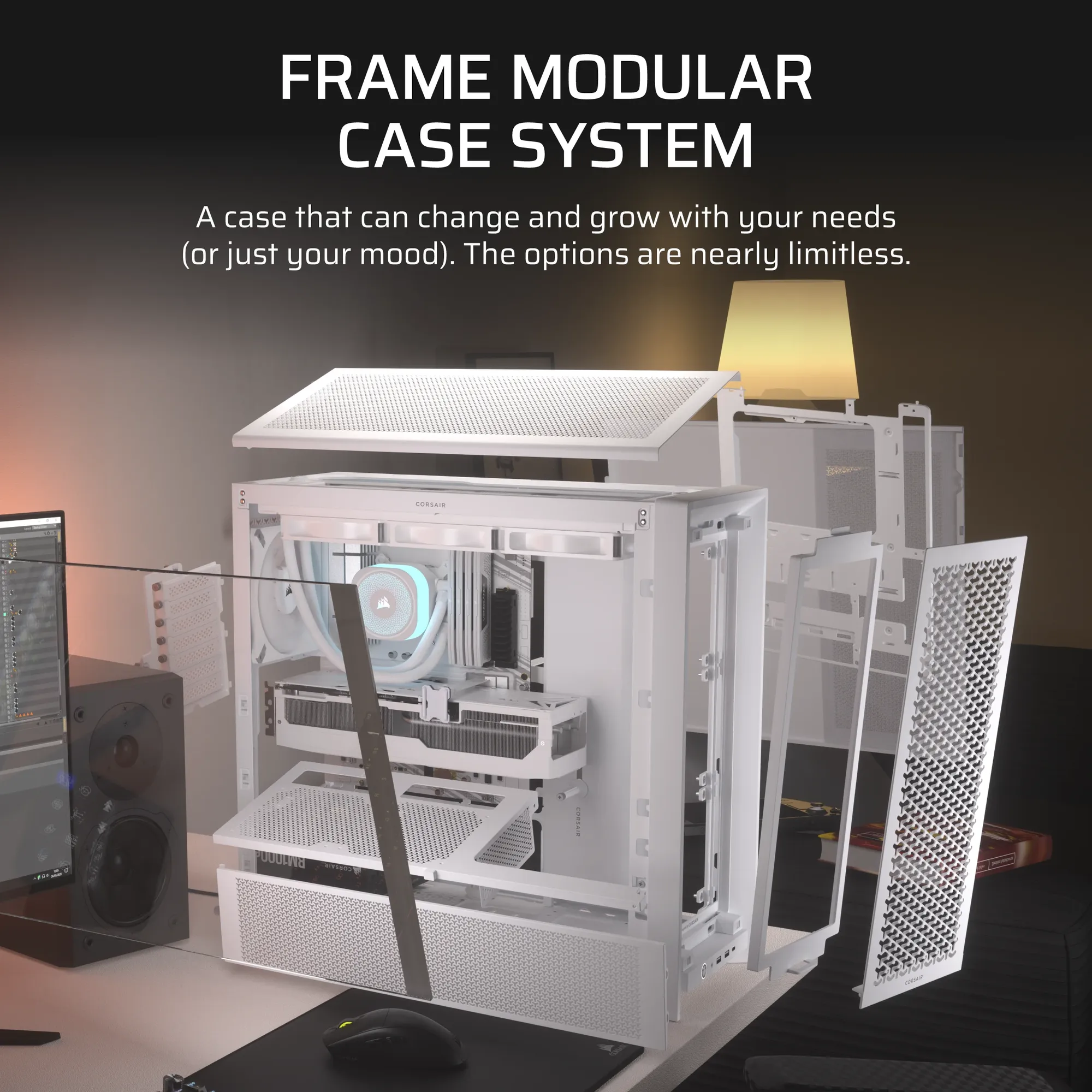 FRAME 4000D White Mid-Tower PC Case; 2x 3.5'' | 2x 2.5'' Drive Bays; Up to 360mm Radiator compatible; No Fans - Image 10