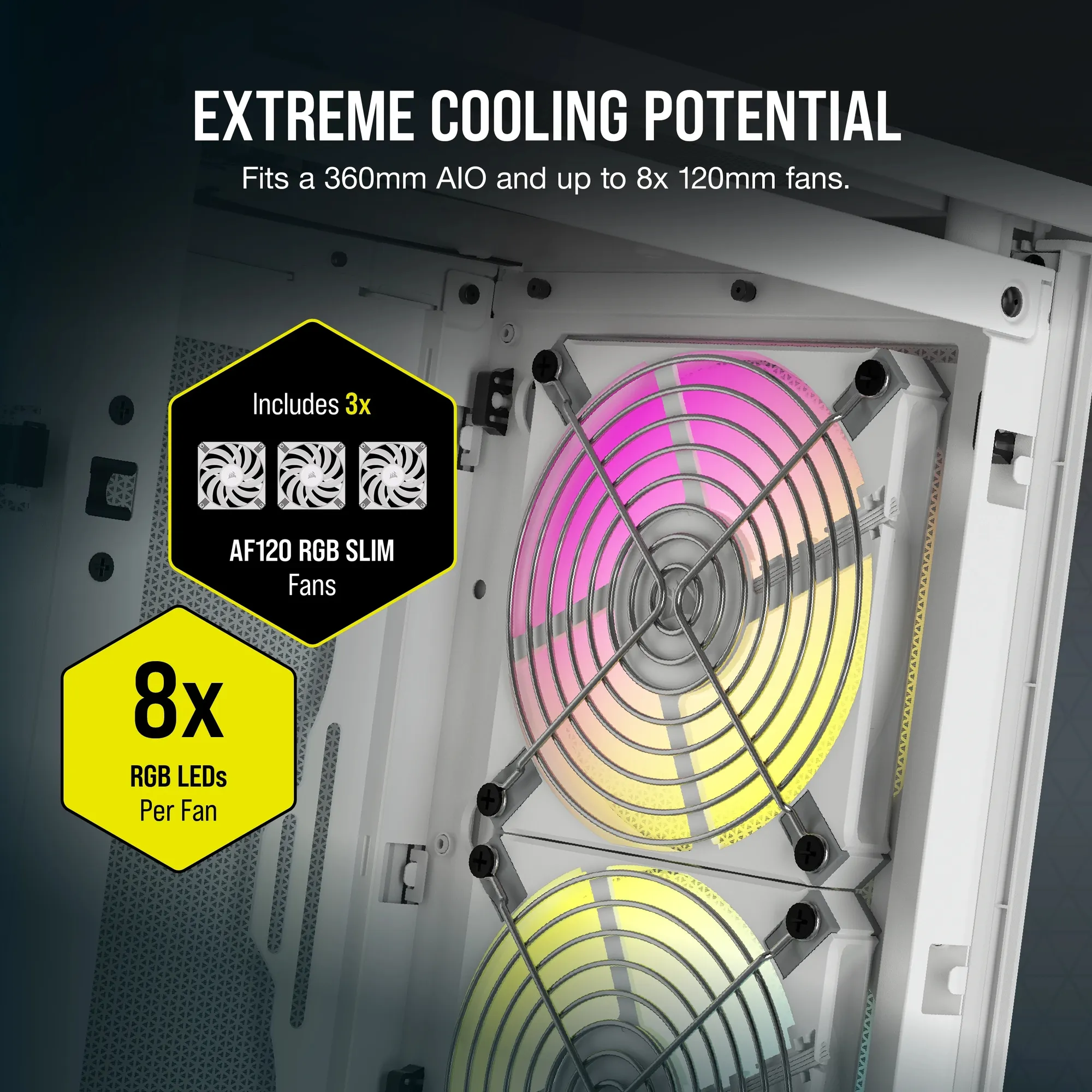 iCUE 2000D RGB AIRFLOW White Mini-ITX PC Case; 3x 2.5'' Drive Bays; Up to 360mm Radiator compatible; 2x 120mm fan incl - Image 18