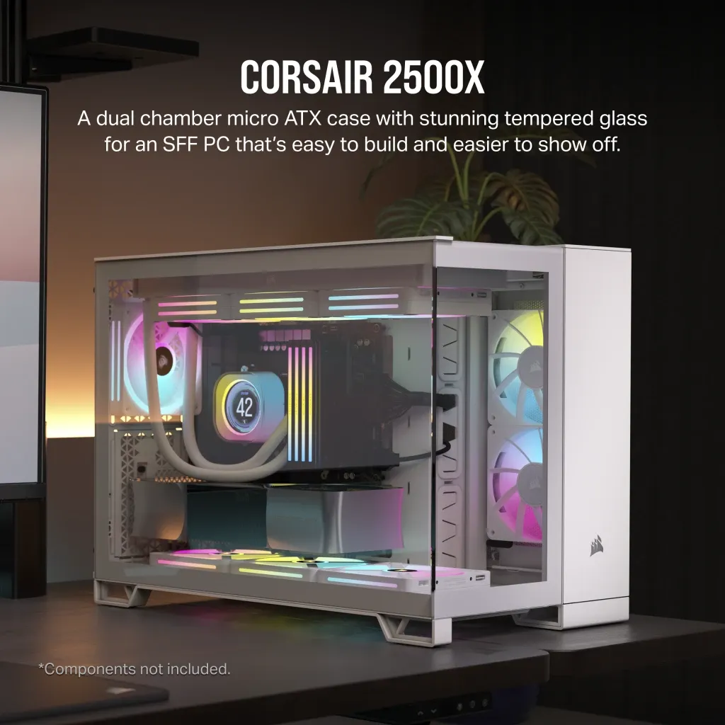 iCUE 2500X Micro ATX White Dual Chamber PC Case; 2x 2.5'' Drive Bays; 2x 3.5''; Up to 360mm Radiator compatible - Image 24