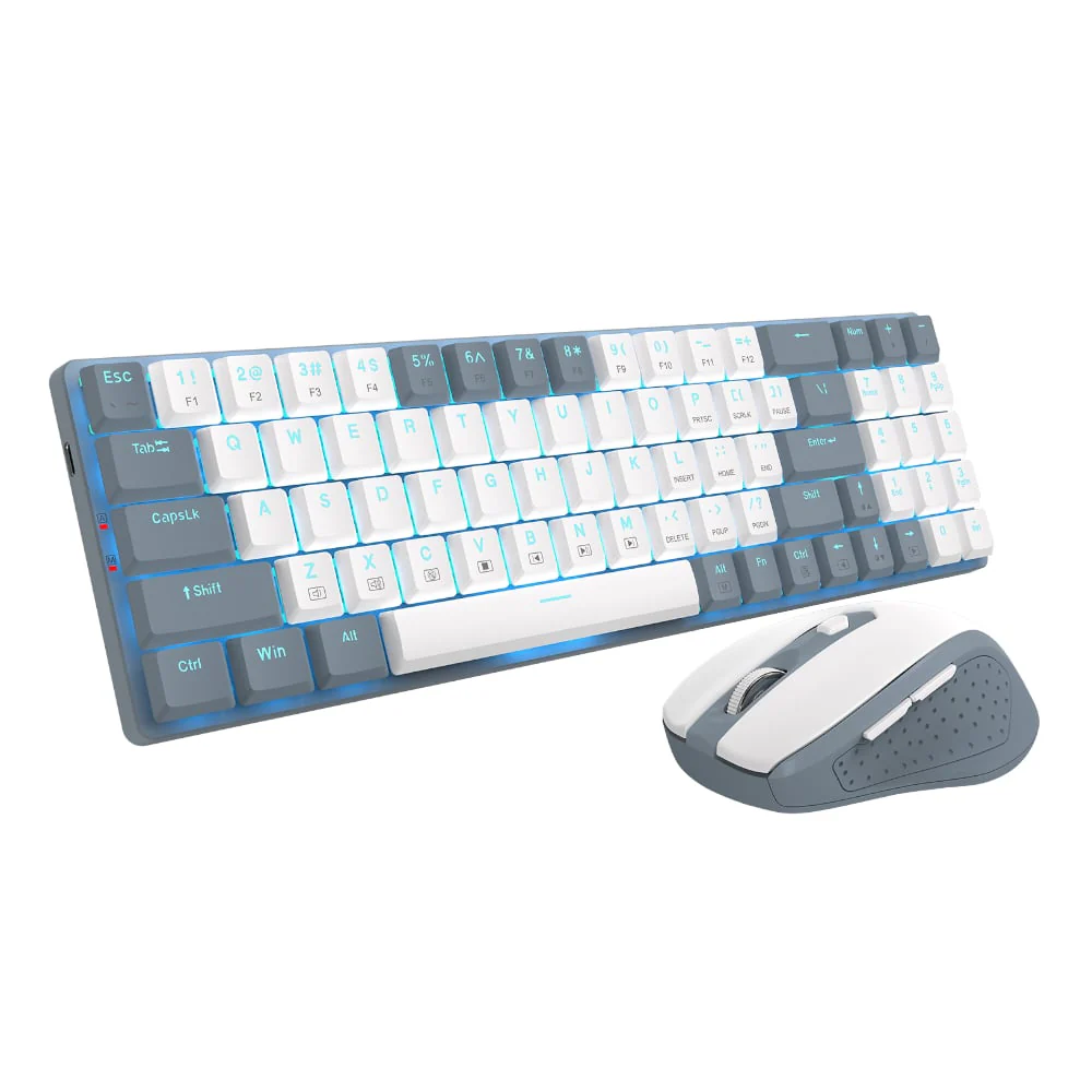 Redragon BS8772 Wireless Keyboard and Mouse Combo - Grey/White - Image 4
