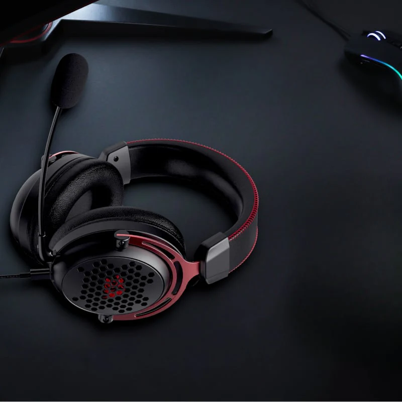 REDRAGON Over-Ear DIOMEDES Honeycomb 3.5mm AUX Gaming Headset - Black - Image 6