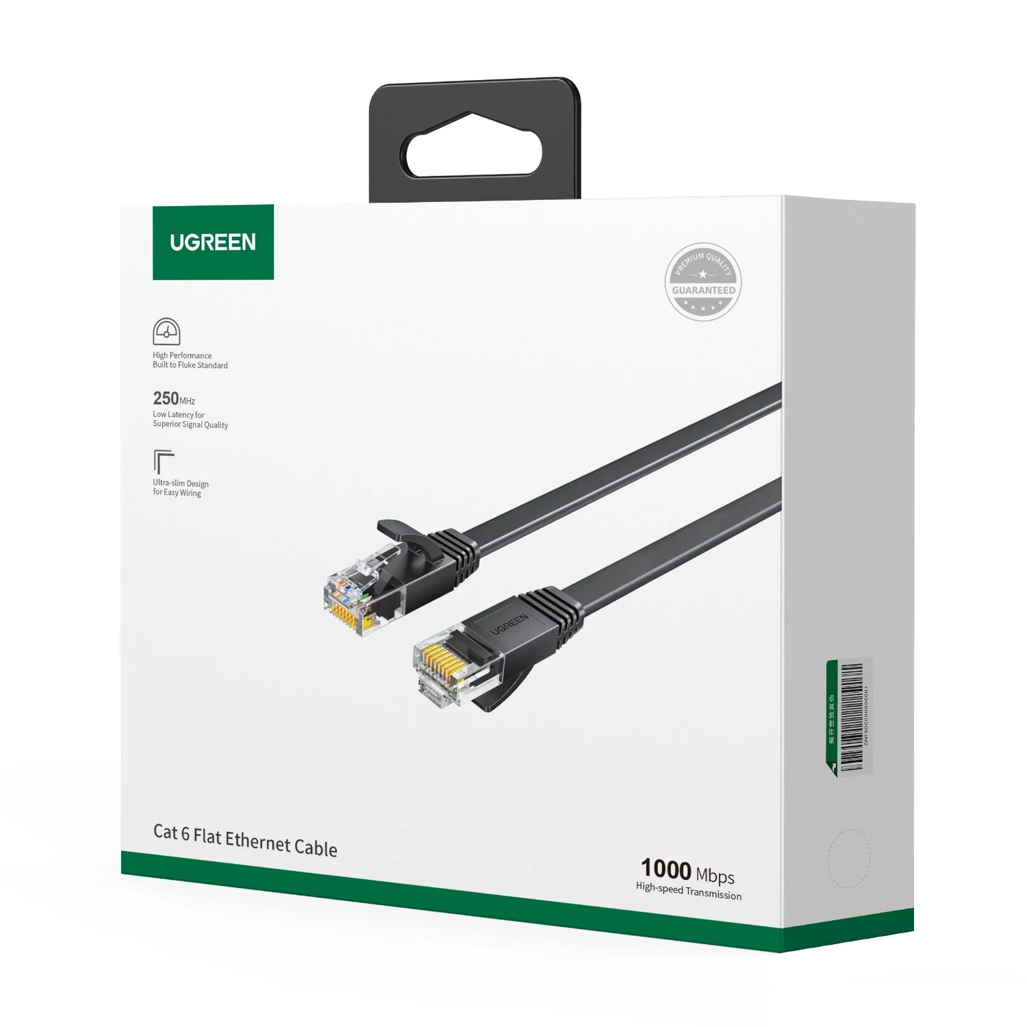 UGREEN NW102 Cat6 U/UTP Flat Ethernet Cable 1m - Black - Image 5